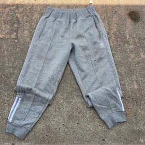 Adidas Light Gray Joggers with White Stripes